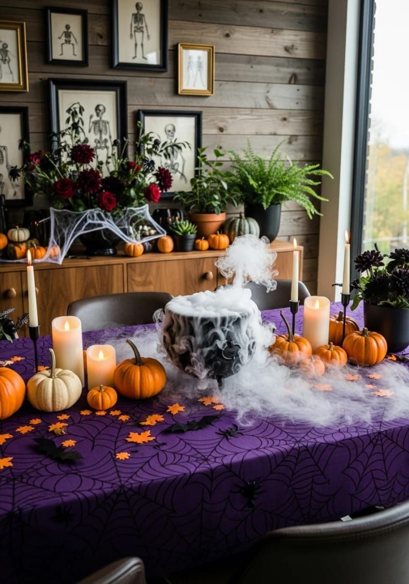 17. Smoking Cauldron Centerpiece with Dry Ice