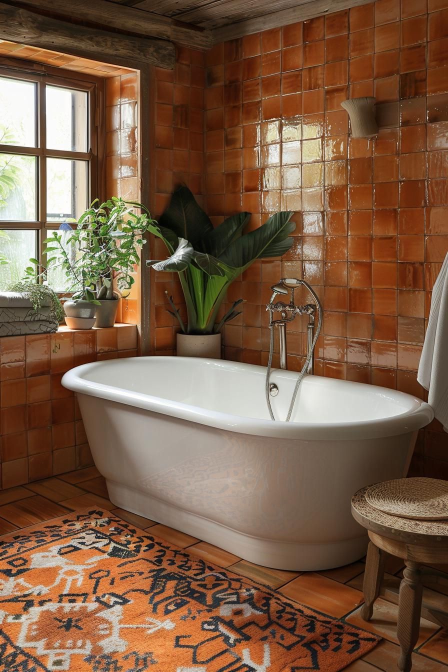 8. Rustic Terracotta Tile for a Cozy Bathroom - photo 2