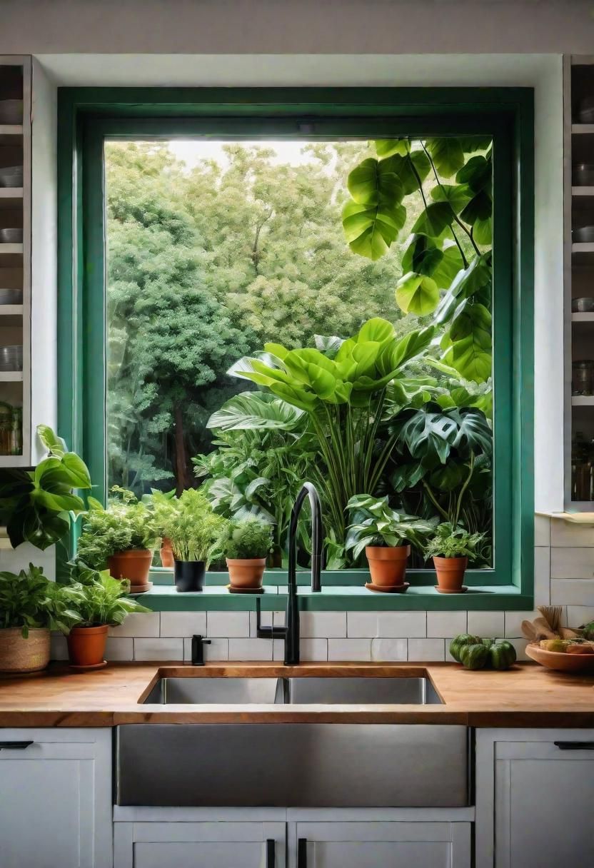 37. Kitchen Windows Dressed in Greenery