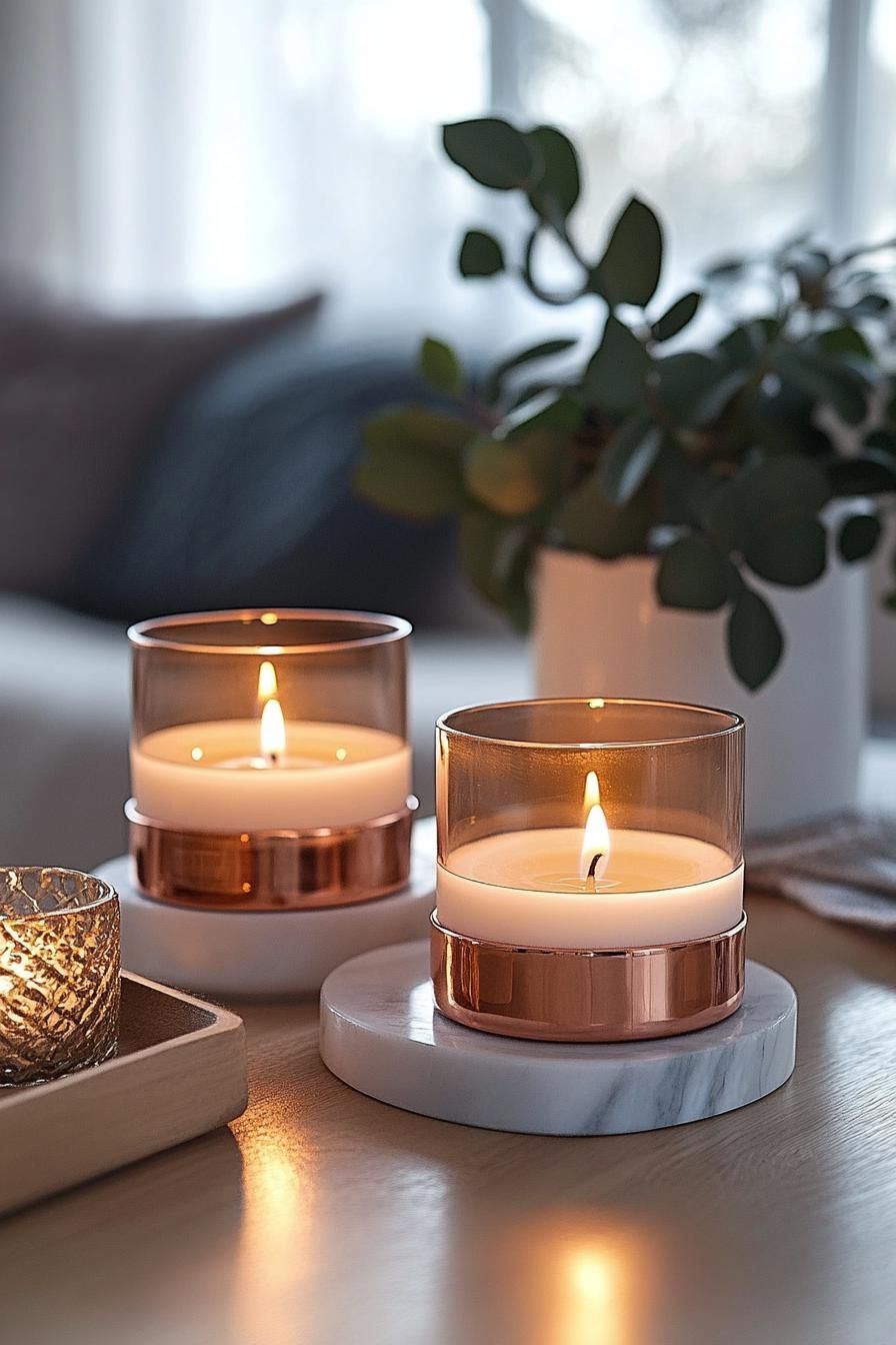 7. Chic Holiday Candle Centerpieces