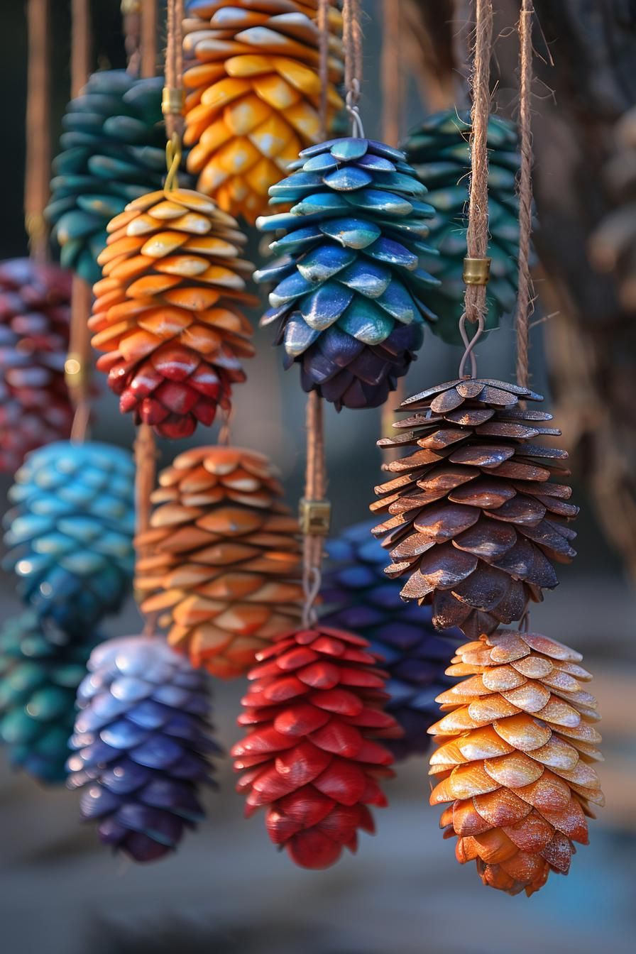 4. Painted Pinecone Yard Art