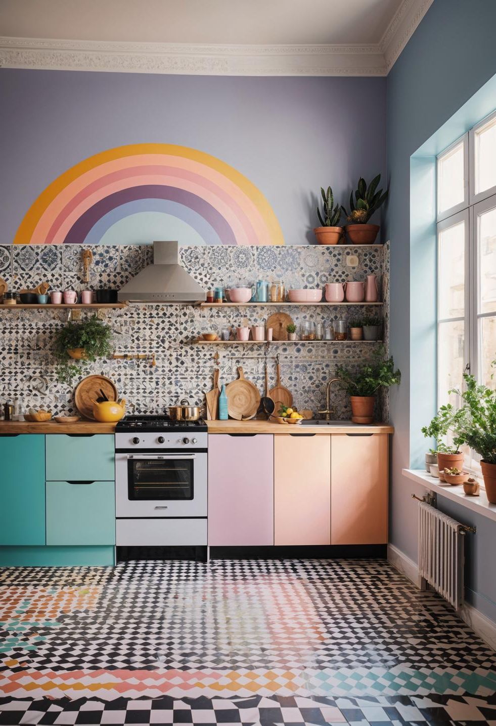 4. Rainbow Boho Kitchen Ideas