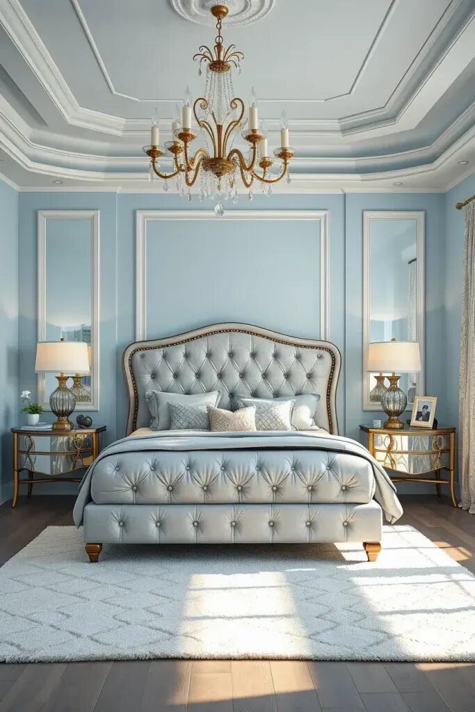 Elegant Silver and Ice Blue Bedrooms - photo 2