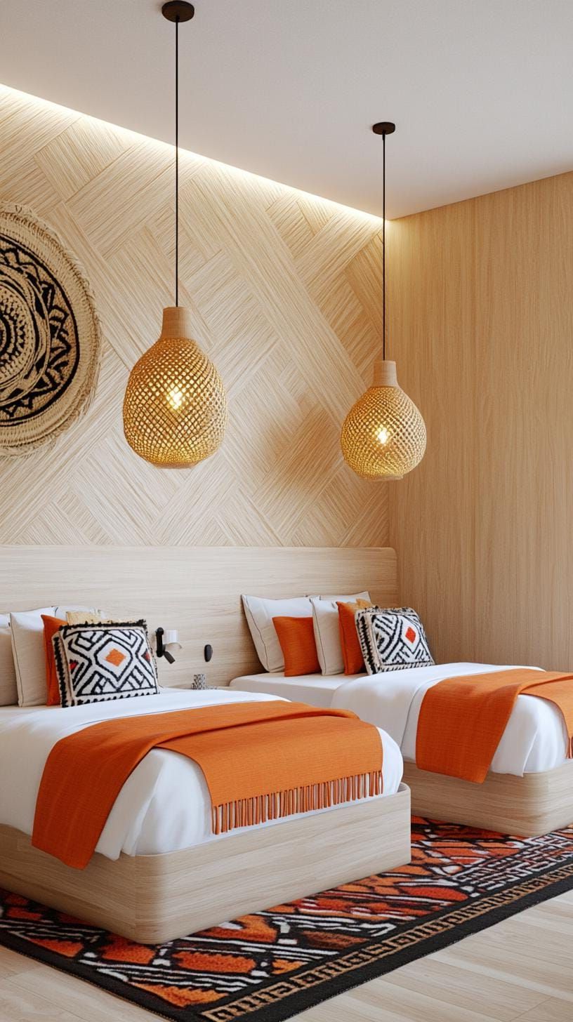 2. Hanging Woven Pendant Lights Over Beds - photo 2