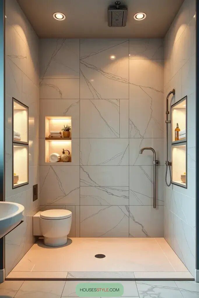 Extra Storage With Oversized Shower Nooks