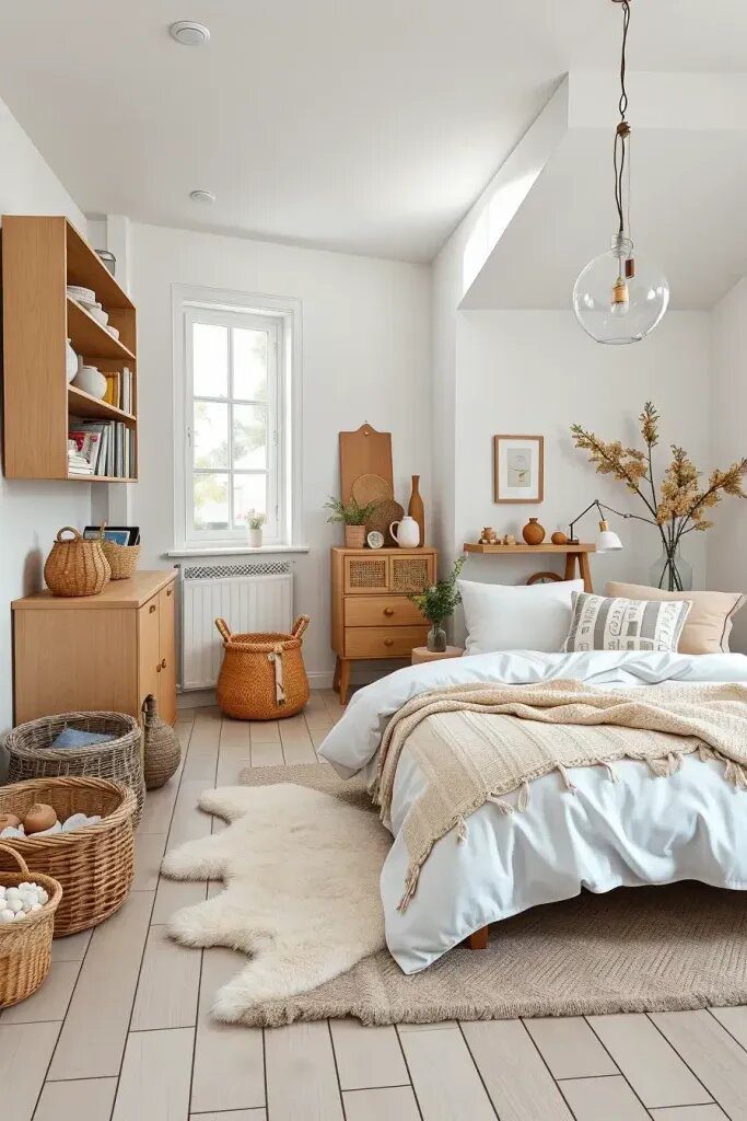 Scandinavian White and Natural Wood Bedrooms