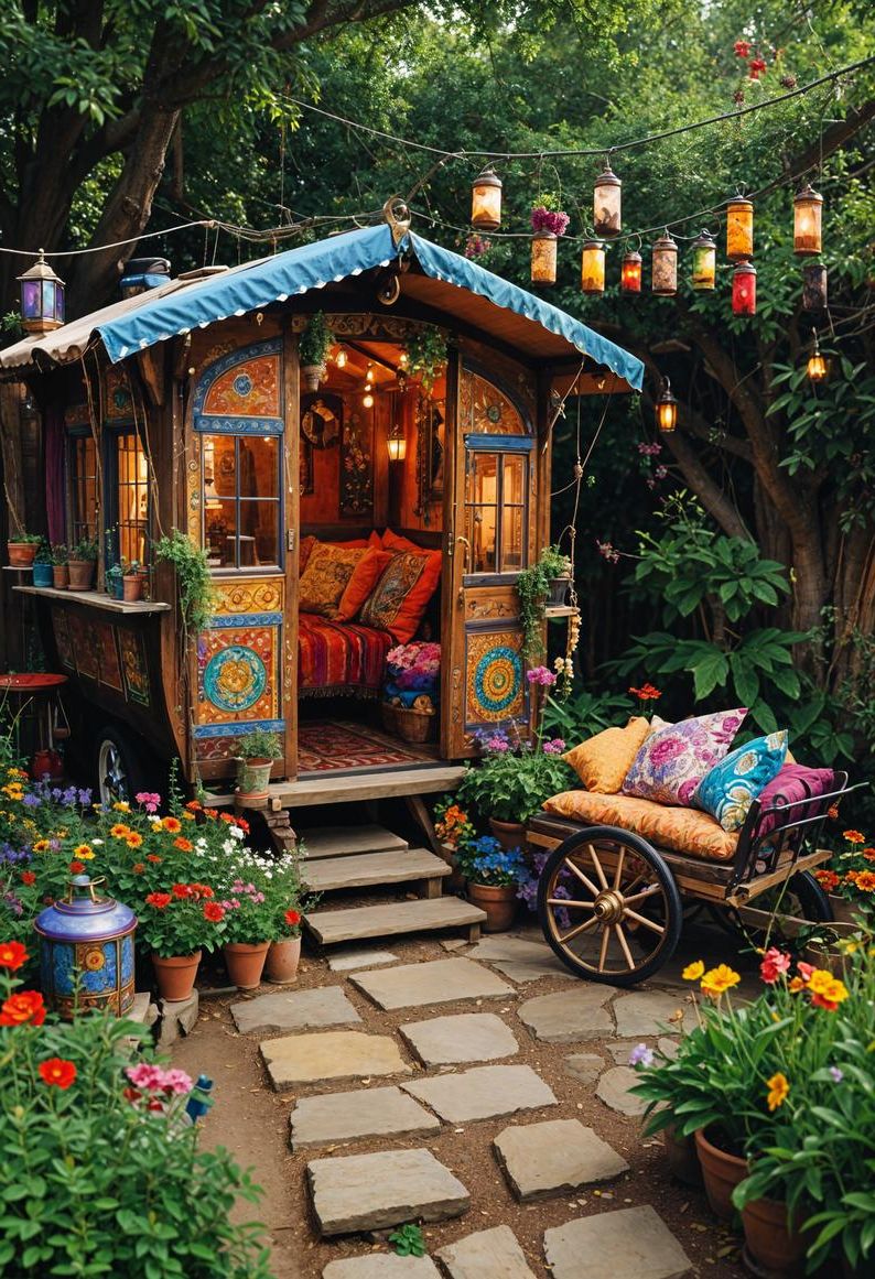 9. Bohemian Caravan Garden Nook