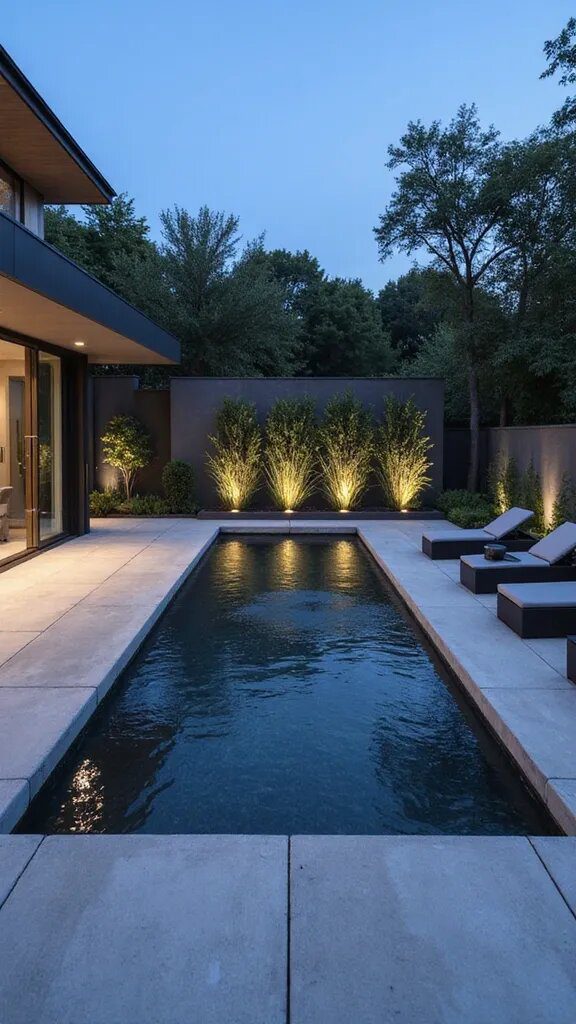 6. Modern Greyscale Pool Look