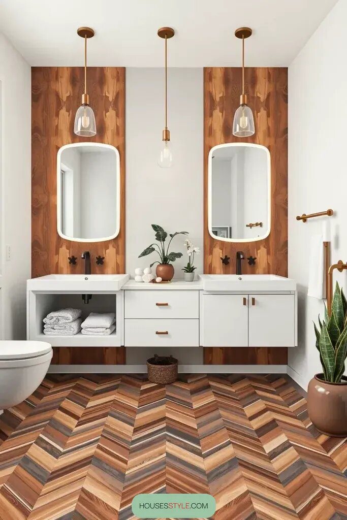 Floating Vanities That Pair Well With Wood Tile