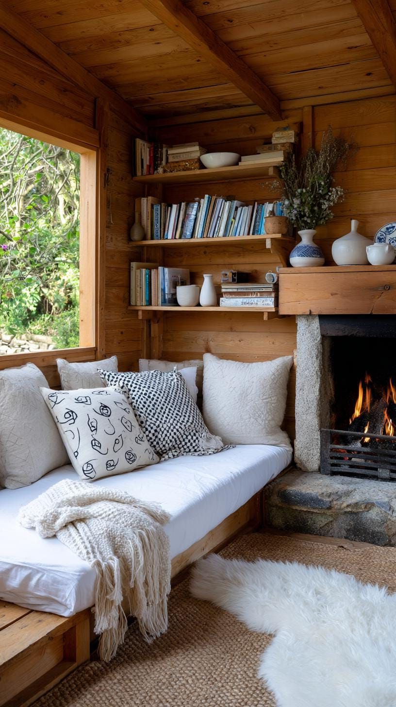 21. Wood-Accented Shed with Fireplace and Open Shelves - photo 4
