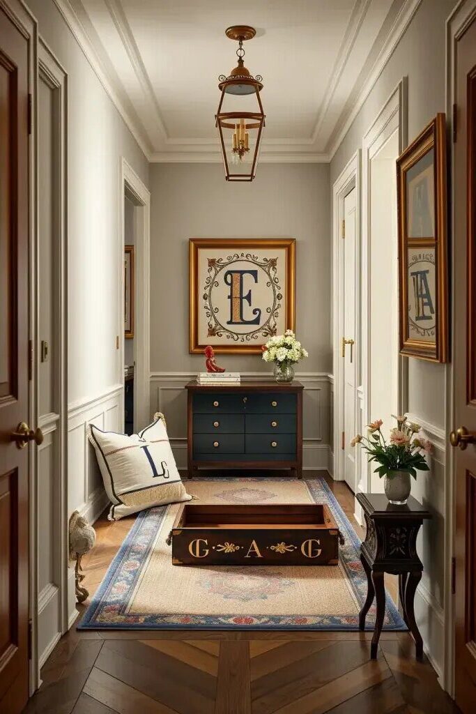 Monogrammed Touches for Hallway Furnishings