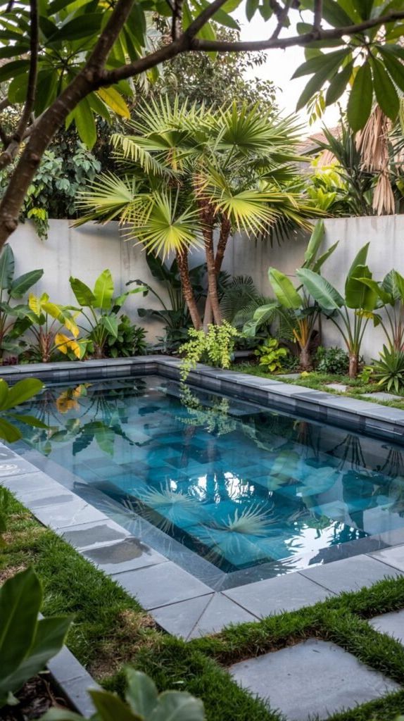 21. Rectangular Pool in a Private Tropical Garden