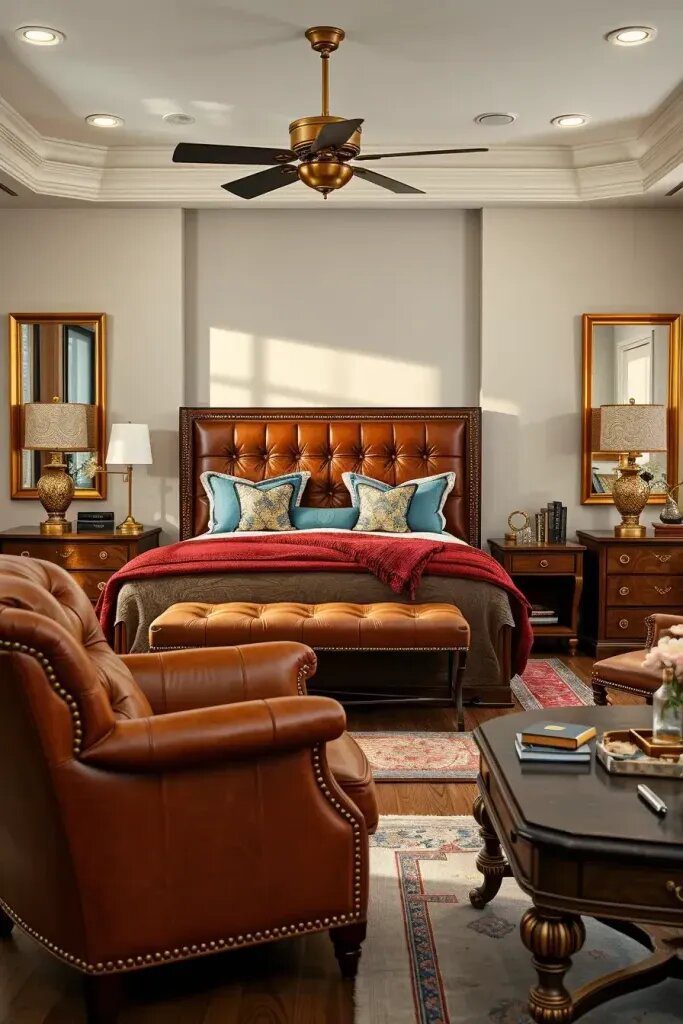 Leather and Saddle-Inspired Bedroom Finishes