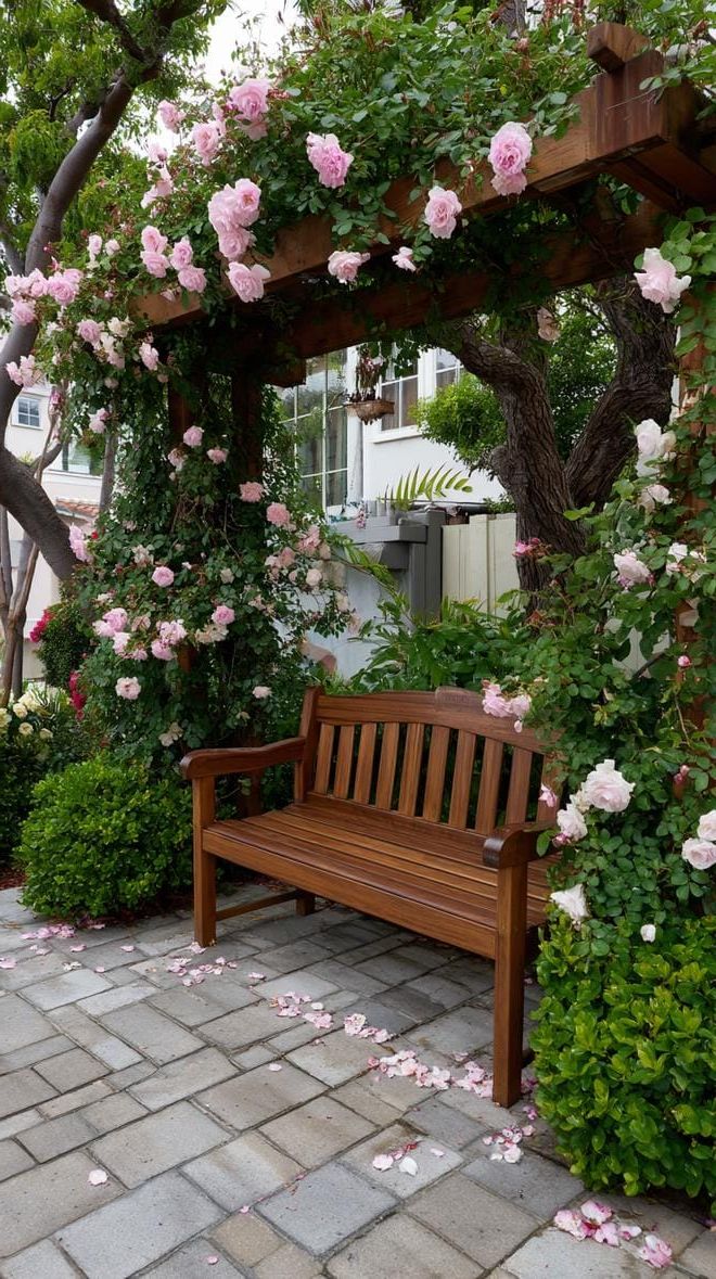 12. A Hidden Bench Nook Beneath a Flower Arch - photo 2