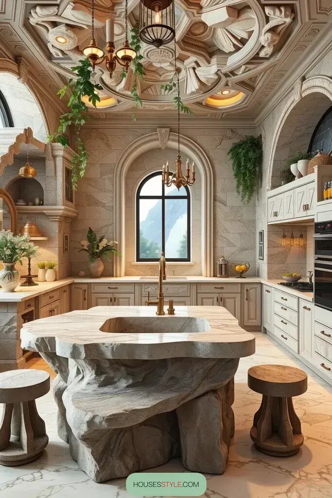 Monolithic Features in Stone-Carved Kitchens