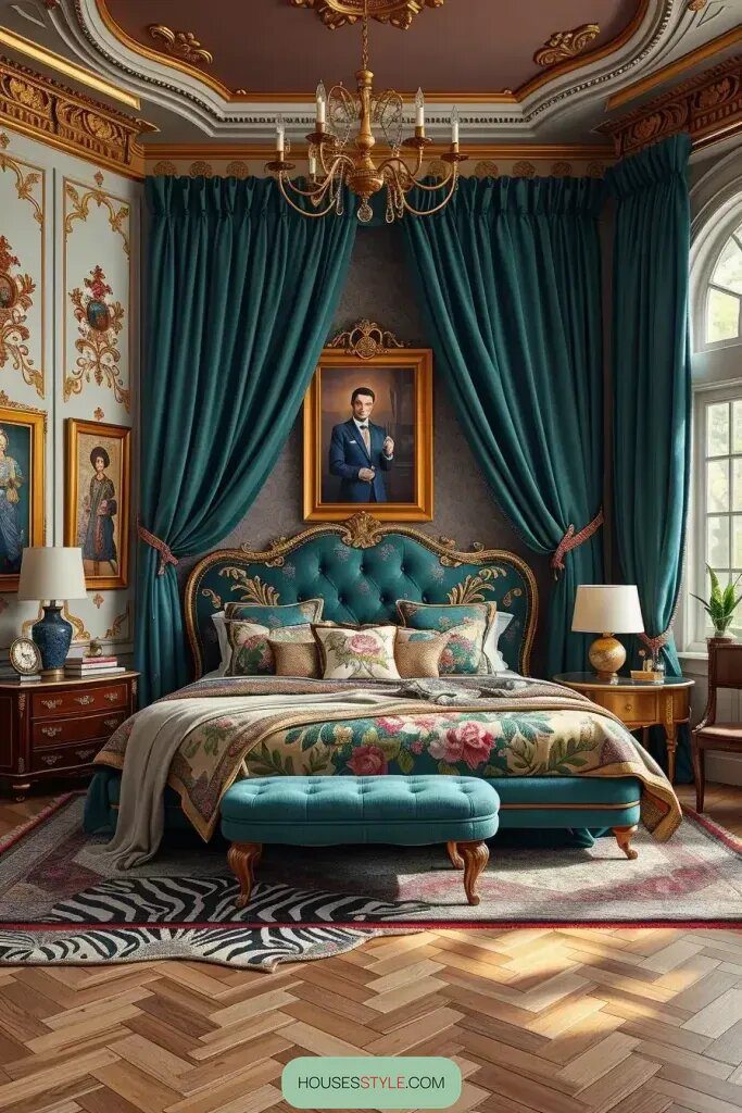 Colorful Paintings Adorn Cozy Bedroom Retreats.