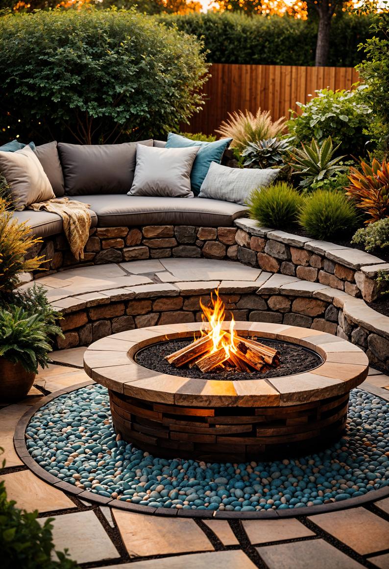 15. In-Ground Fire Pit With Pebble Mosaic