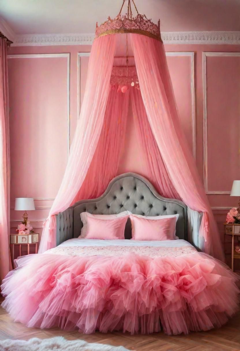 50. Tulle Bed Skirt in Pink