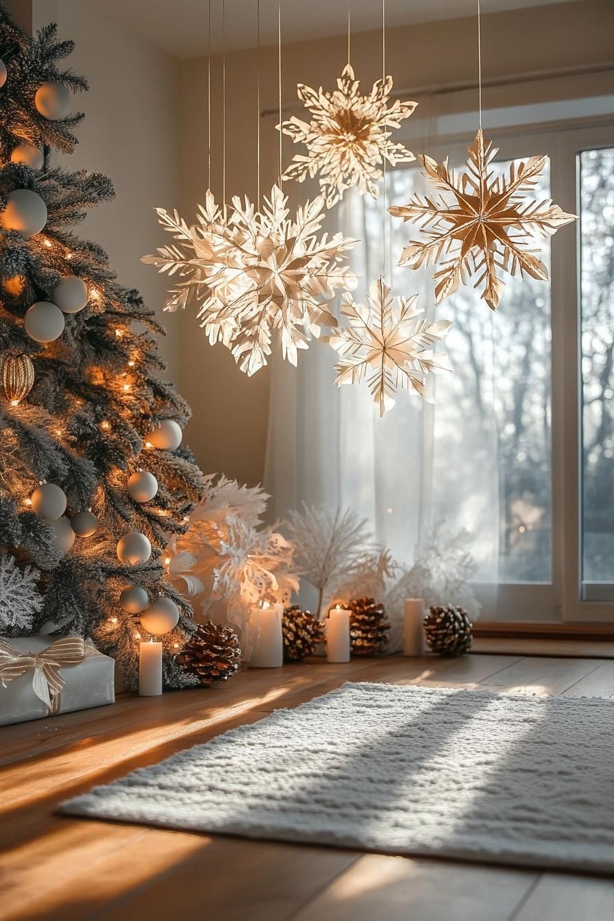 7. Paper Snowflake Ceiling Decorations - photo 3