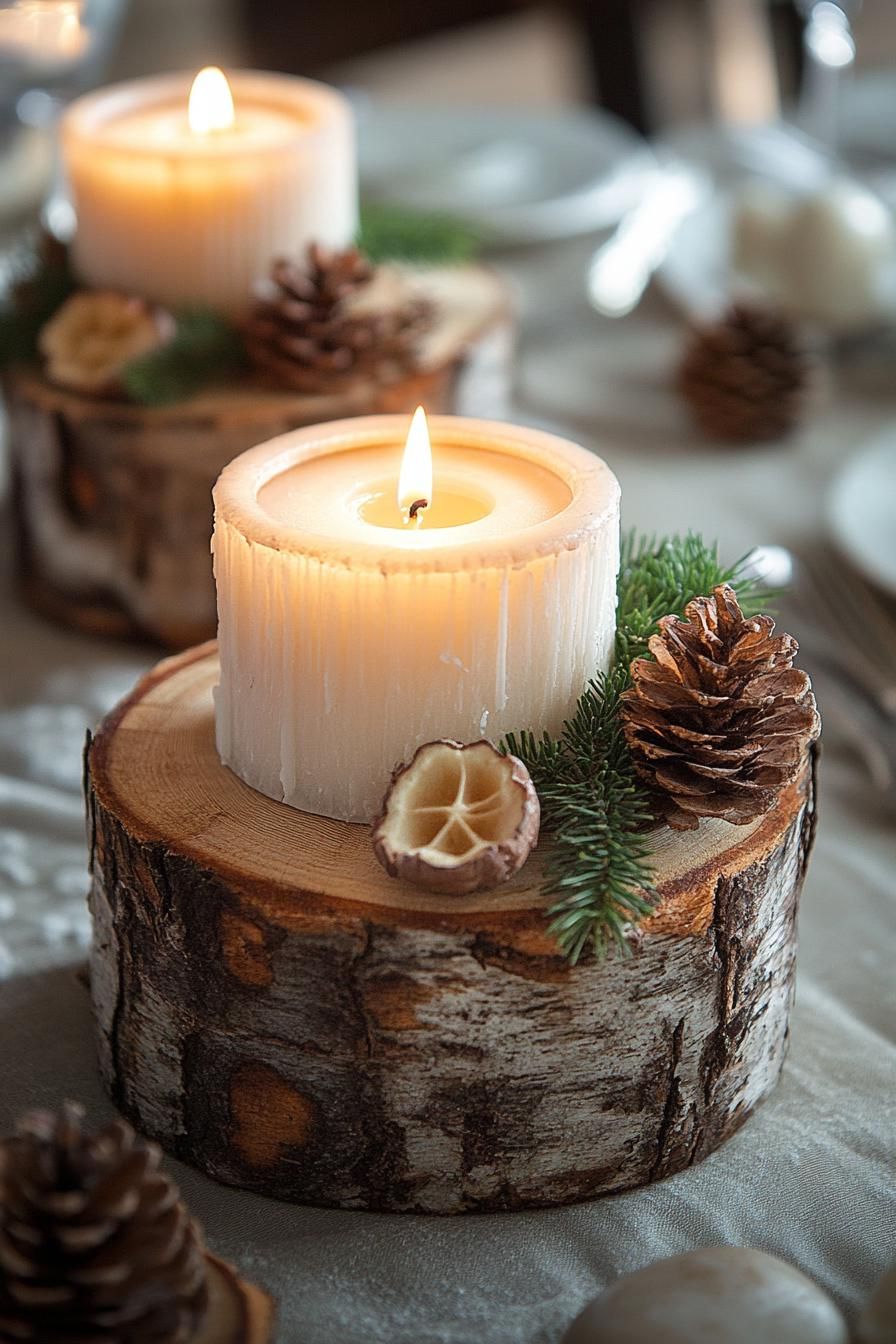 5. Wood Log Slice Centerpieces