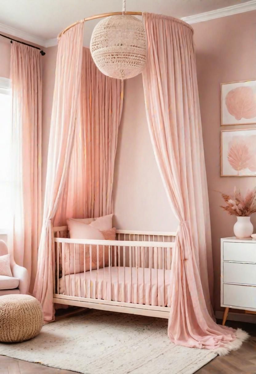 7. Pink and White Boho Canopy