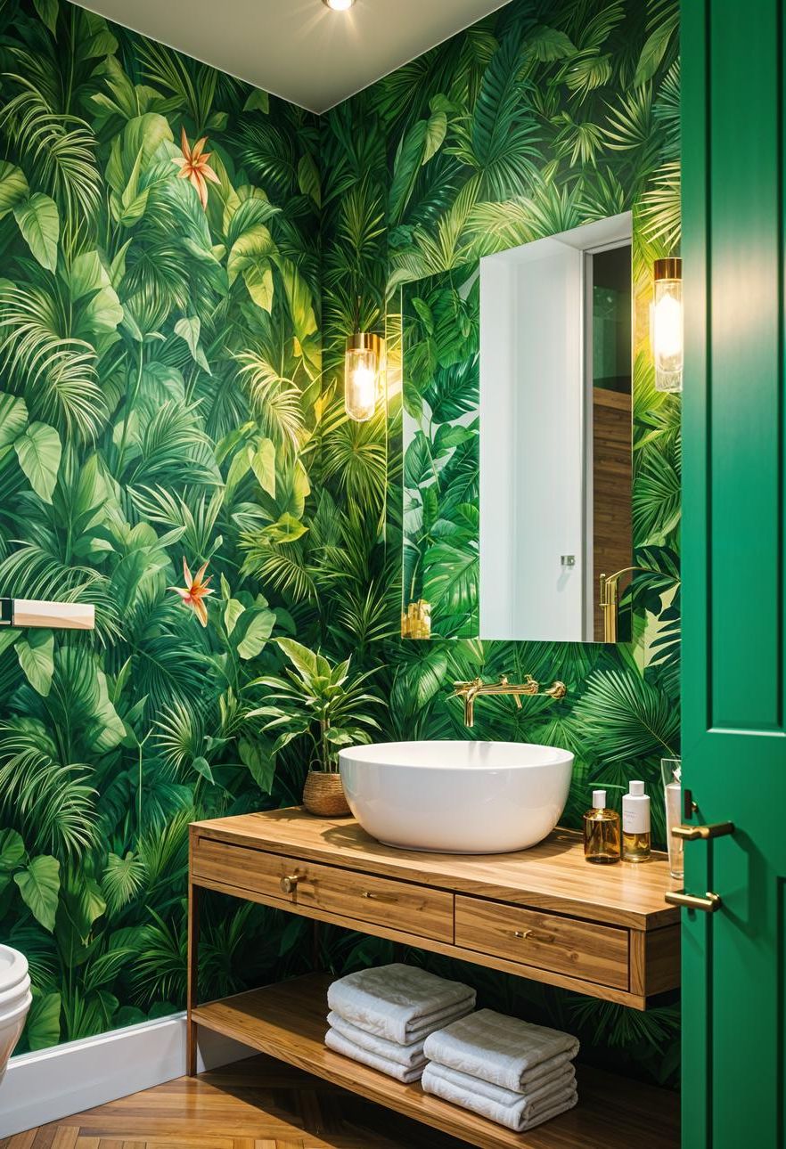 3. Tropical Bathroom Oasis