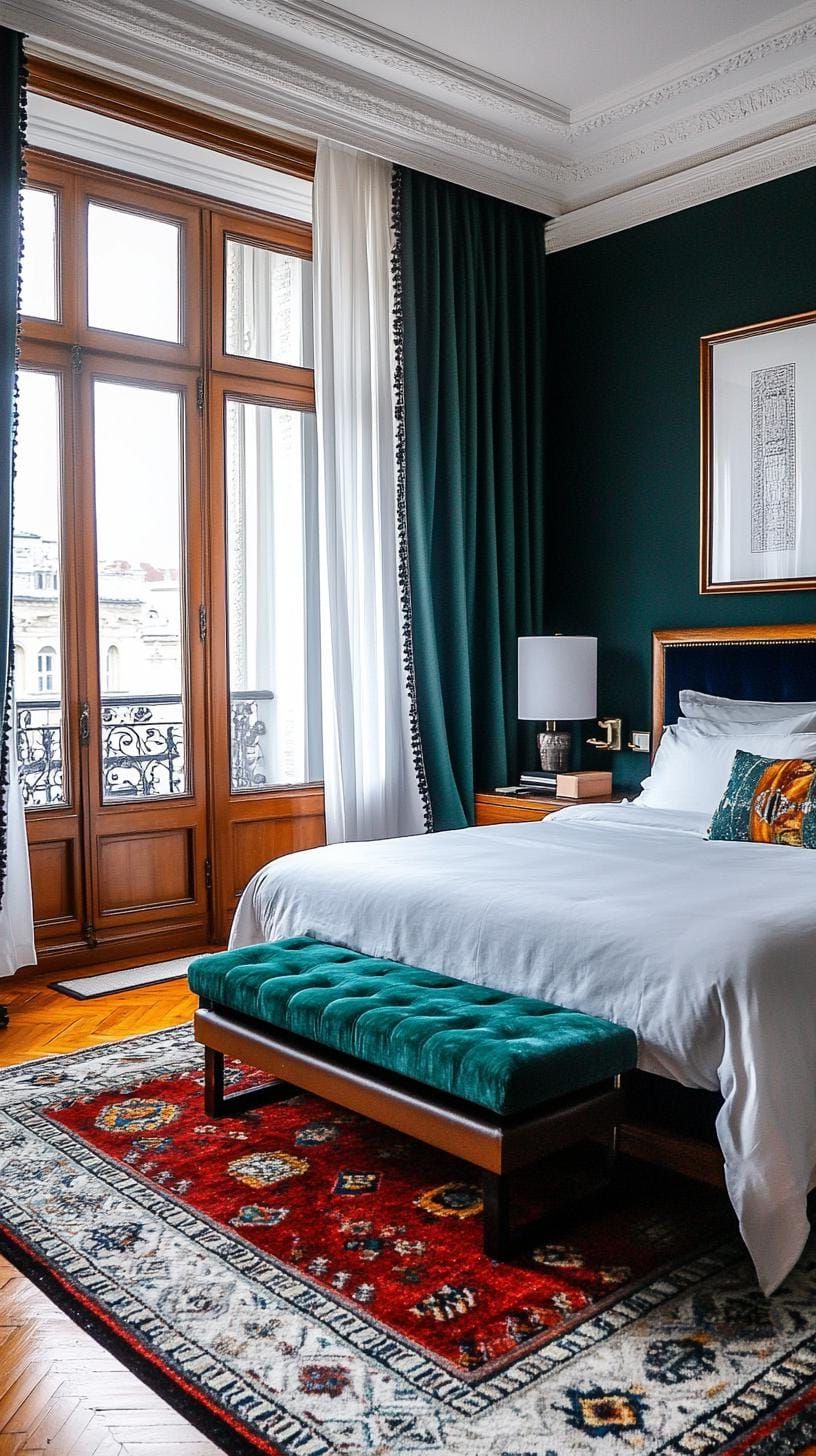 8. Moody Bedrooms With Velvet and Dark Tones