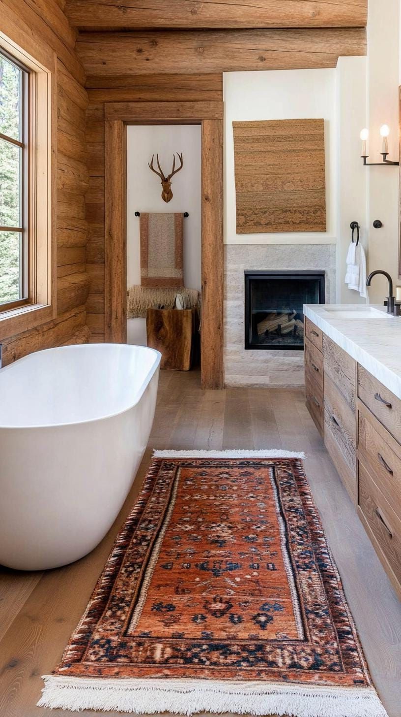 20. Western Bathroom With Wood Details and Antlers - photo 2
