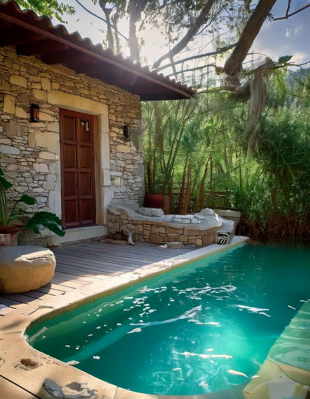 Rugged Stone Edge Pool Retreat