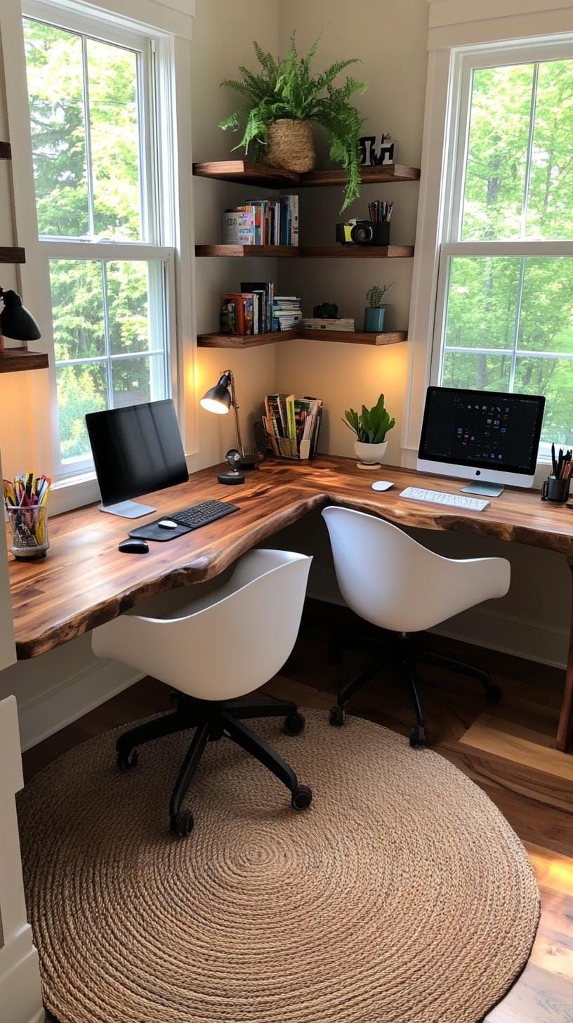 8. Custom corner built-ins for two-person workspace - photo 3