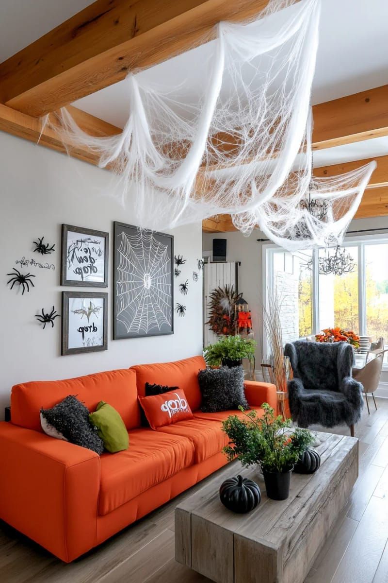 13. Spiderweb Ceiling Canopy with Dew-Drop Beads