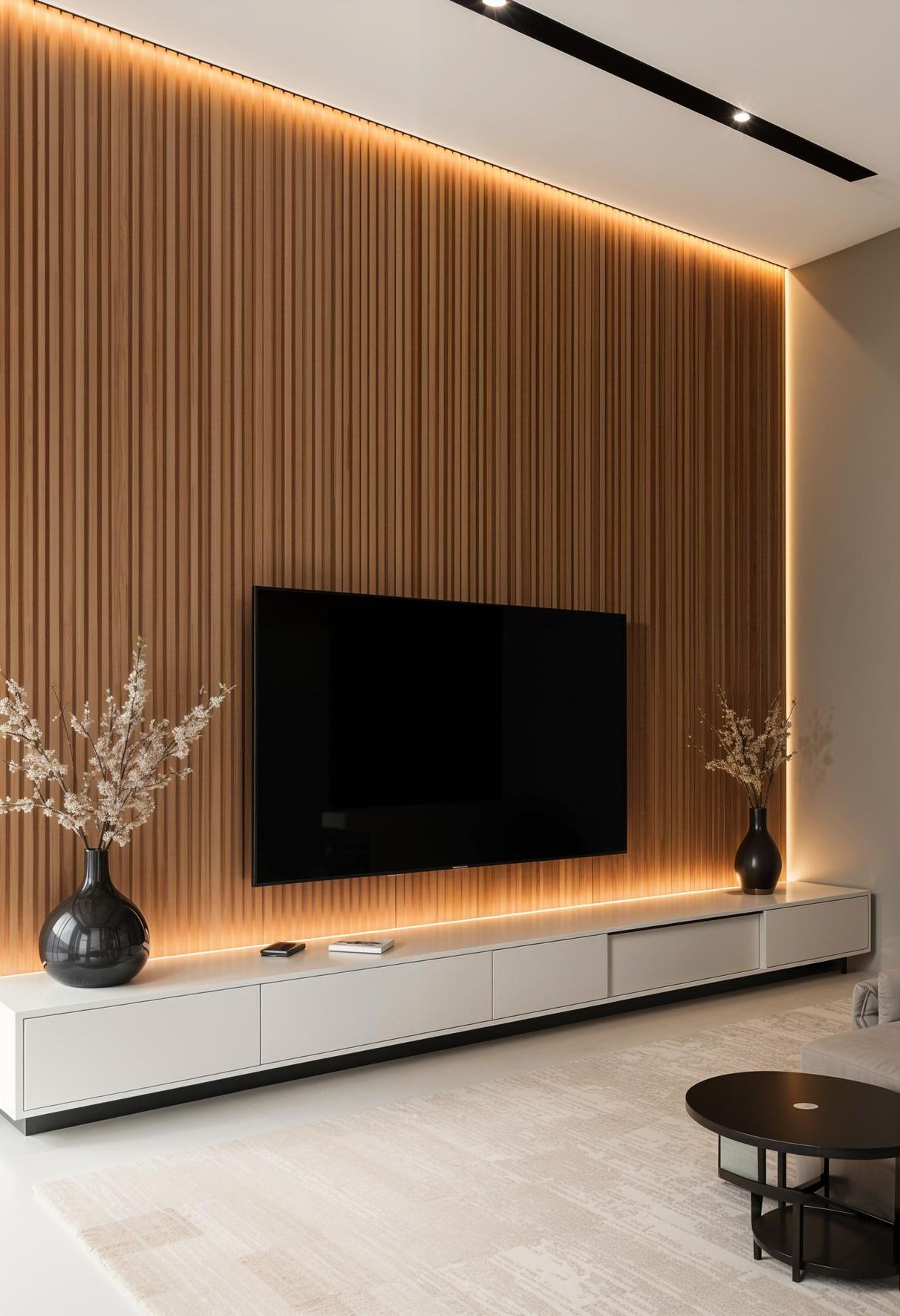 1. Wood Slat TV Wall Decor - photo 3