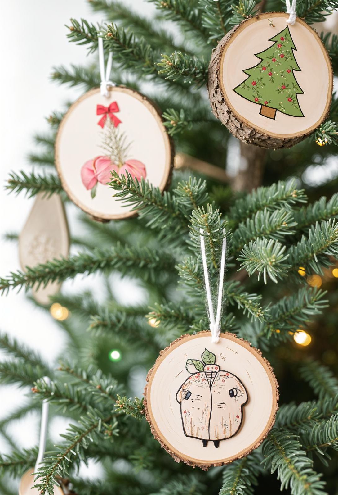 5. Rustic Hand-Painted Wood Ornaments