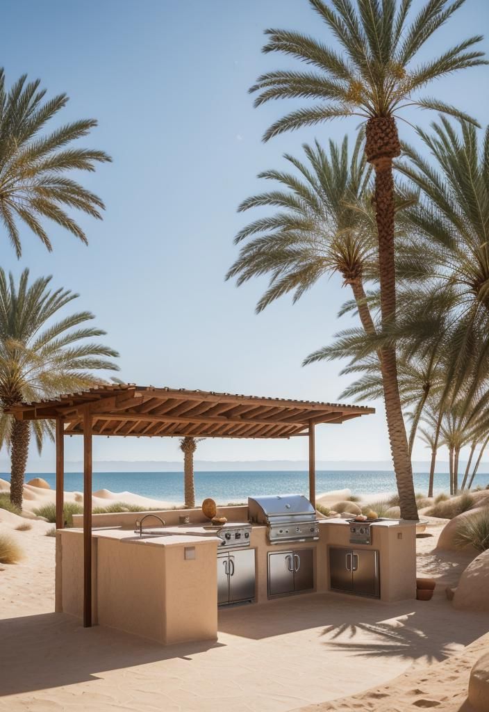 30. Desert Mirage-Themed Outdoor Kitchen