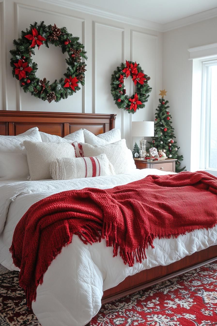 10. Festive Bedroom Wreath Displays