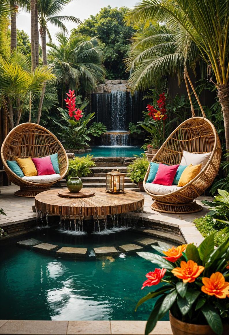 13. Tropical-Style Garden Oasis