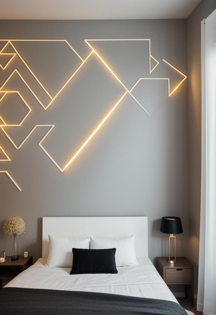 13. Lighting Ideas for Geometric Accent Walls