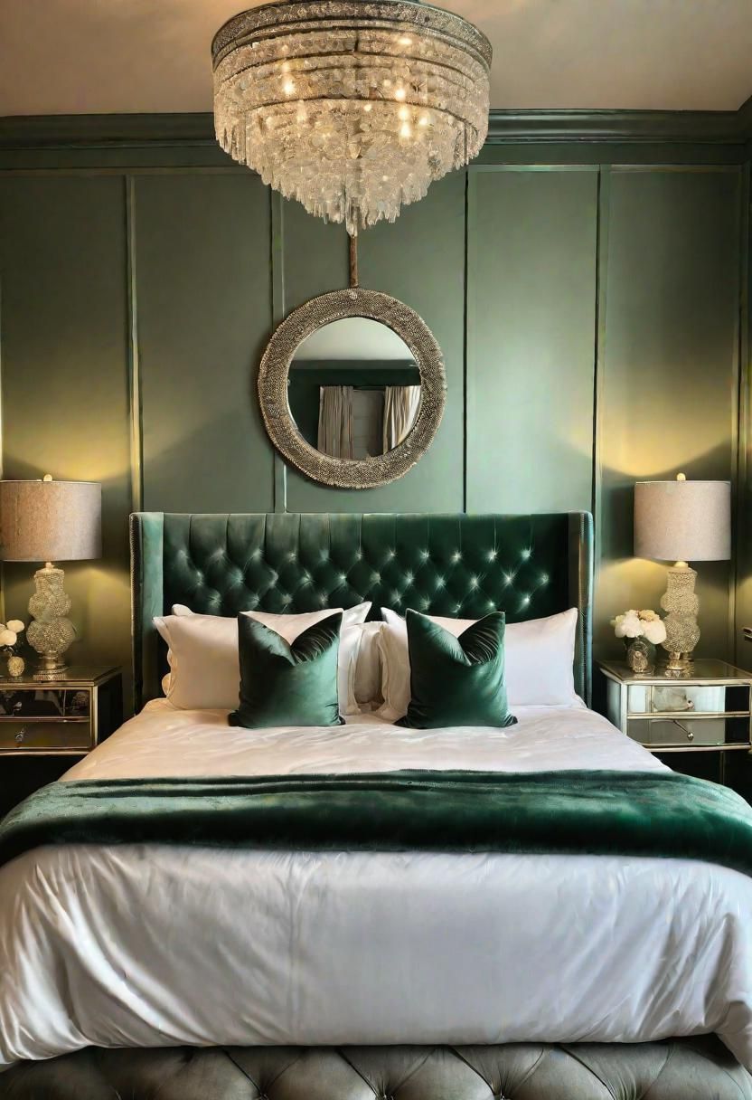 34. Hollywood Glam Sage Green Bedroom - photo 2