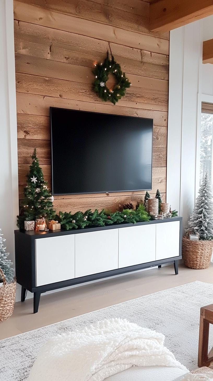 20. Sleek modern TV stand in black, white, and green - photo 2