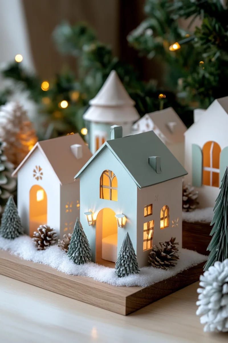 19. Paper Christmas Village Lit with Tea Lights - photo 2
