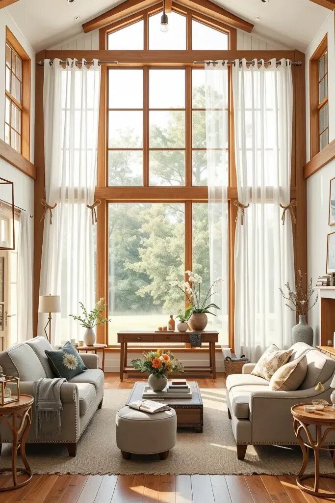 50. Dress Tall Windows With Sheer Curtains