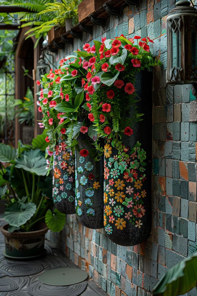 19. DIY Mosaic Vertical Planter Ideas