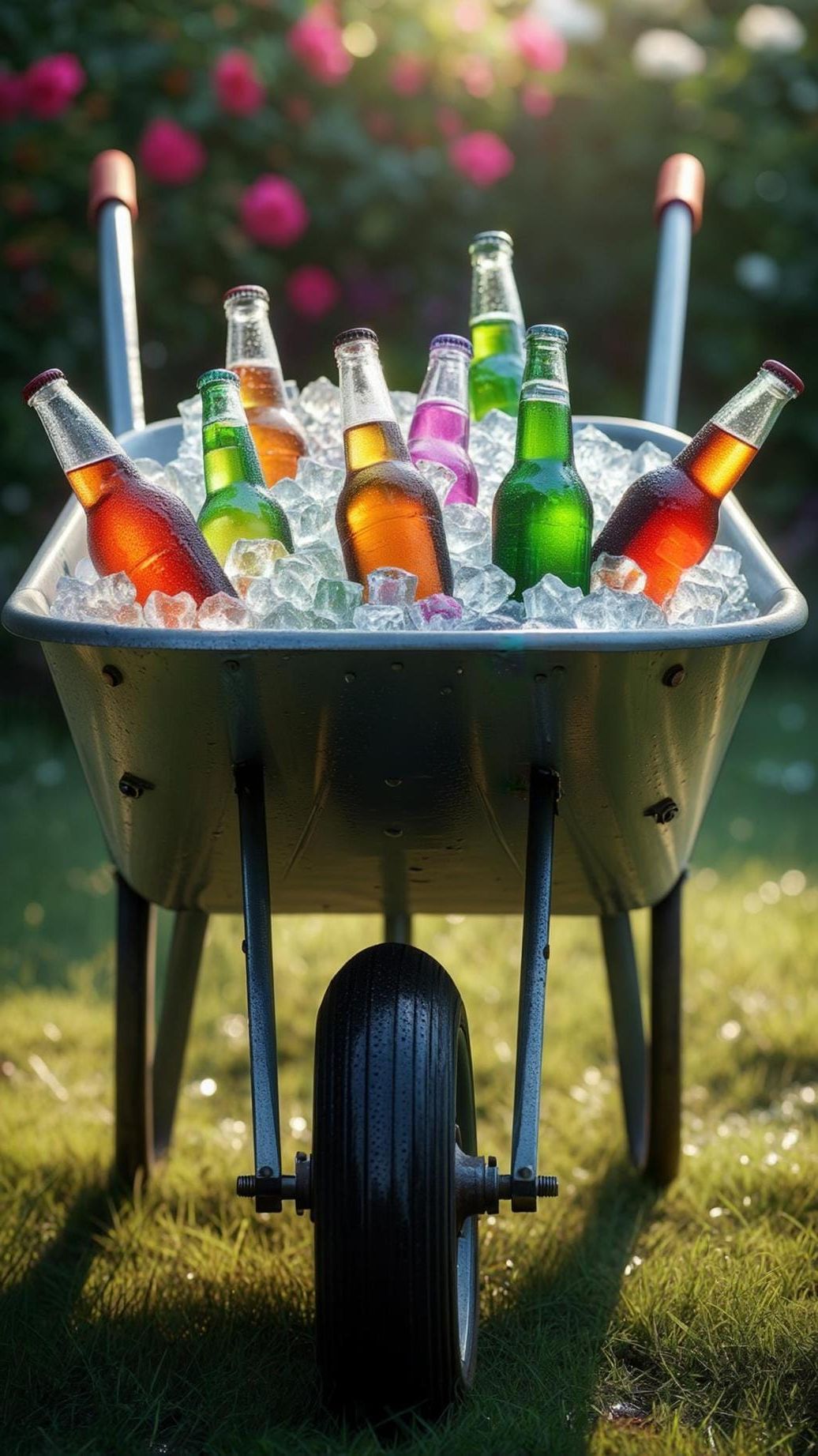 13. Ice-Filled Wheelbarrow Drink Cooler Setup