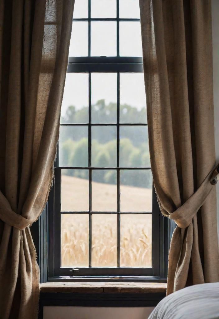 12. Burlap Curtains for Raw Texture