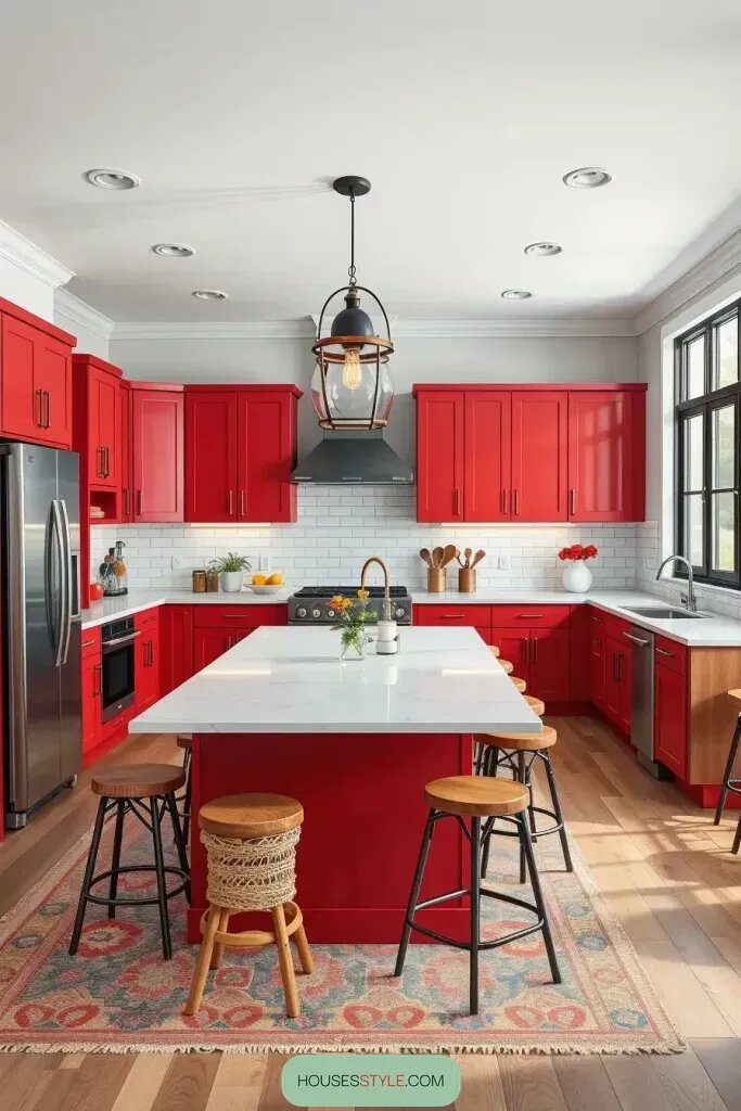 Making a Bold Statement with Red Cabinets