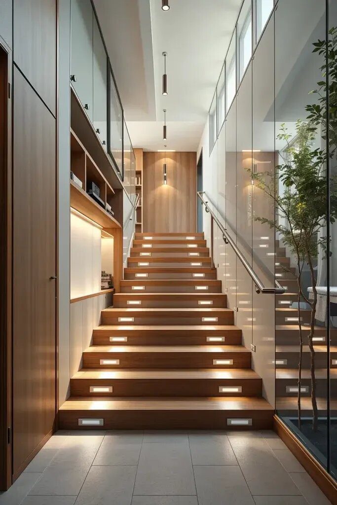 Floating Stairs in Glass Hallways