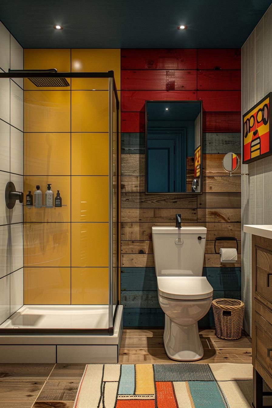 14. Bold and Colorful Shiplap Bathrooms