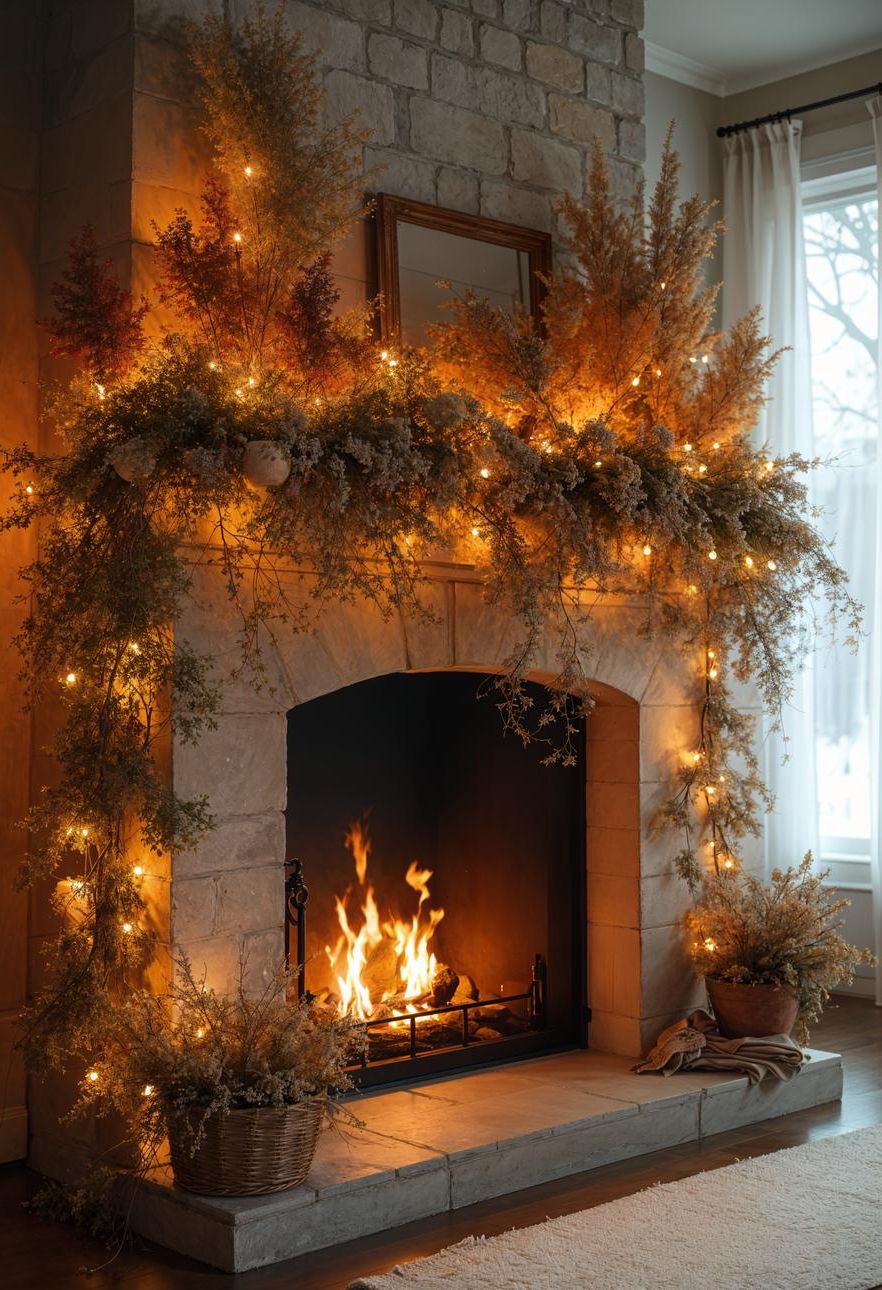 8. Dried Florals for Holiday Fireplace Decor - photo 3