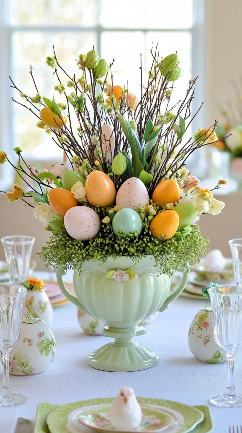 15. Vintage Ceramic Bunny And Hen Centerpiece - photo 3