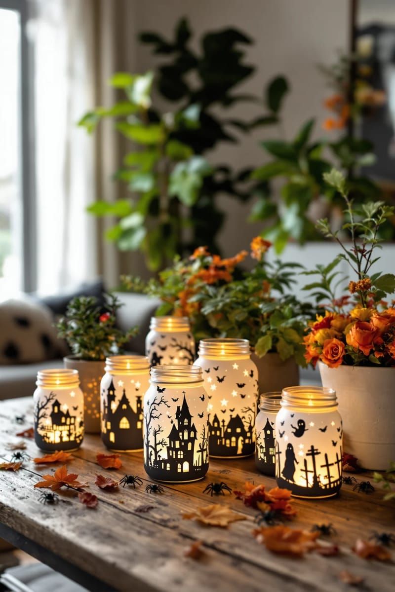 14. Painted Mason Jar Lanterns with Ghost Scenes - photo 2